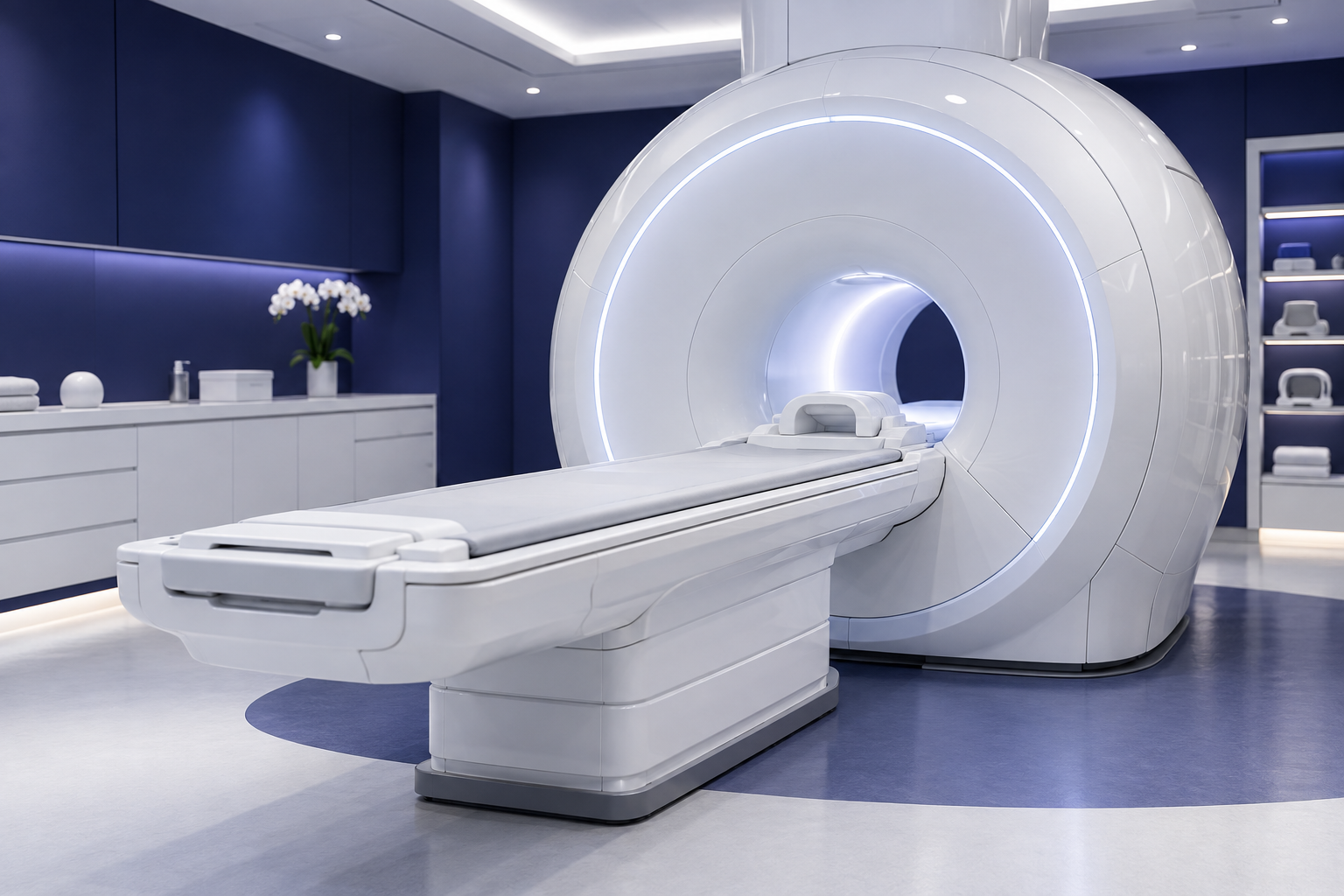 Ressonância magnética: equipamento em sala de diagnóstico